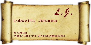 Lebovits Johanna névjegykártya